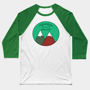 Awesome Adventure Awaits Mountain Peaks Design Baseball T-Shirt